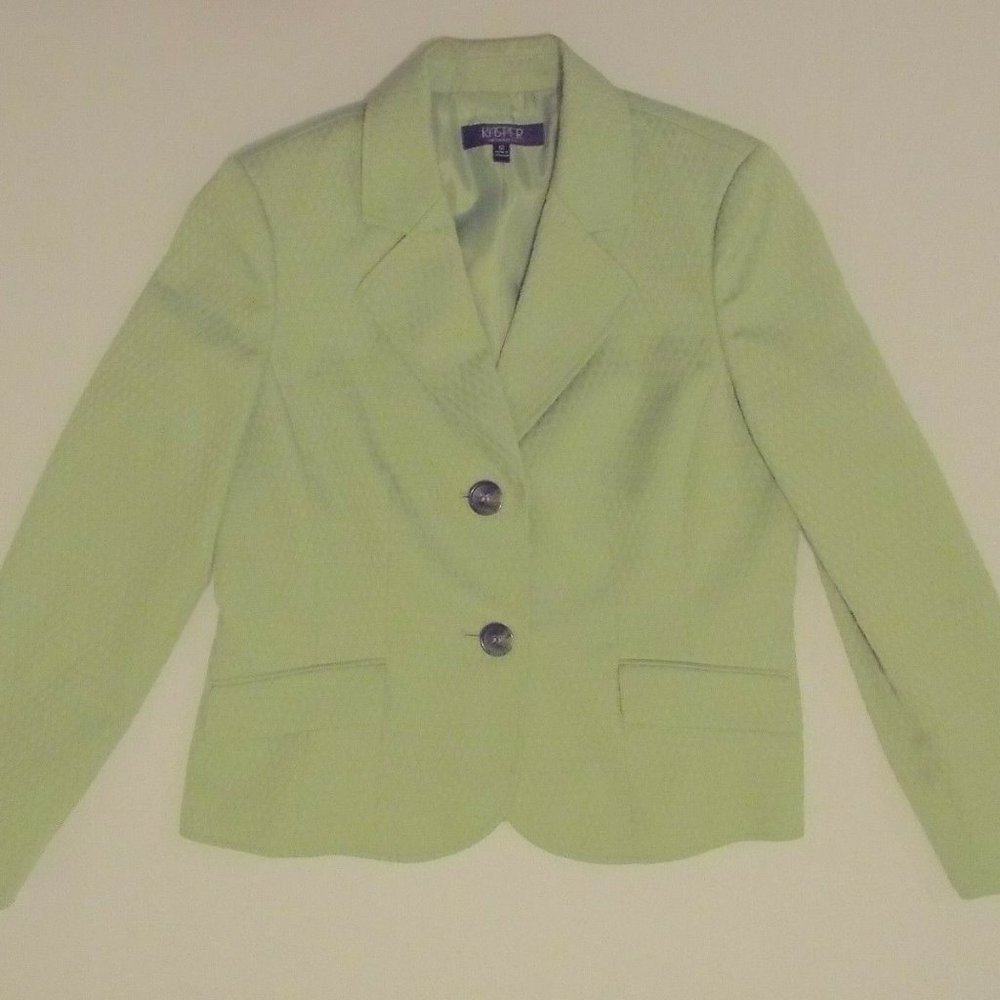 Kasper Lime Green argyle diamond textured blazer